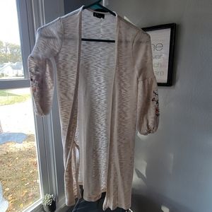 Girls art class long cardigan with embroidered sleeves